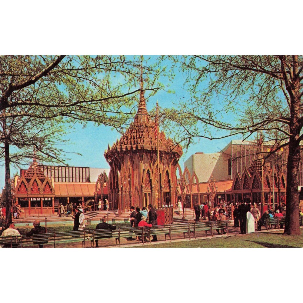 Vintage 1964 1965 New York Worlds Fair Thailand Pavilion Postcard Dexter Press